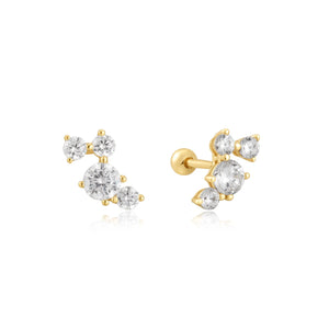 Ania Haie Gold Pave Climber Barbell Earrings E058-01G