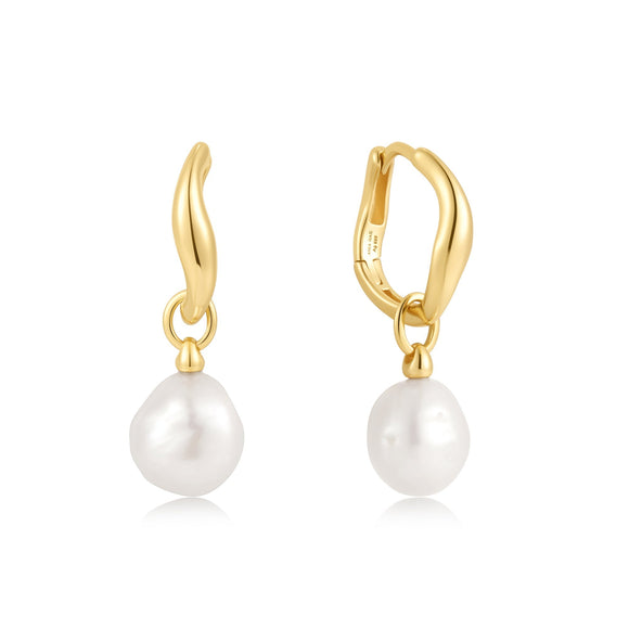 Ania Haie Gold Freshwater Pearl Drop Hoops E058-05G