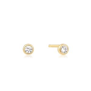 Ania Haie Gold Solitaire Cubic Zirconia Studs E059-03G