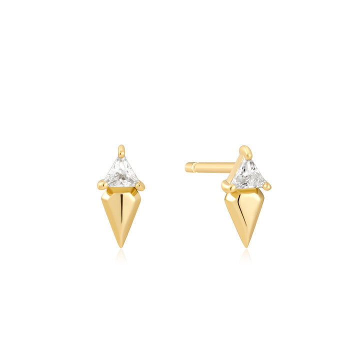 Ania Haie Gold Triangle Cubic Zirconia Geometric Stud Ear Jackets E059-04G