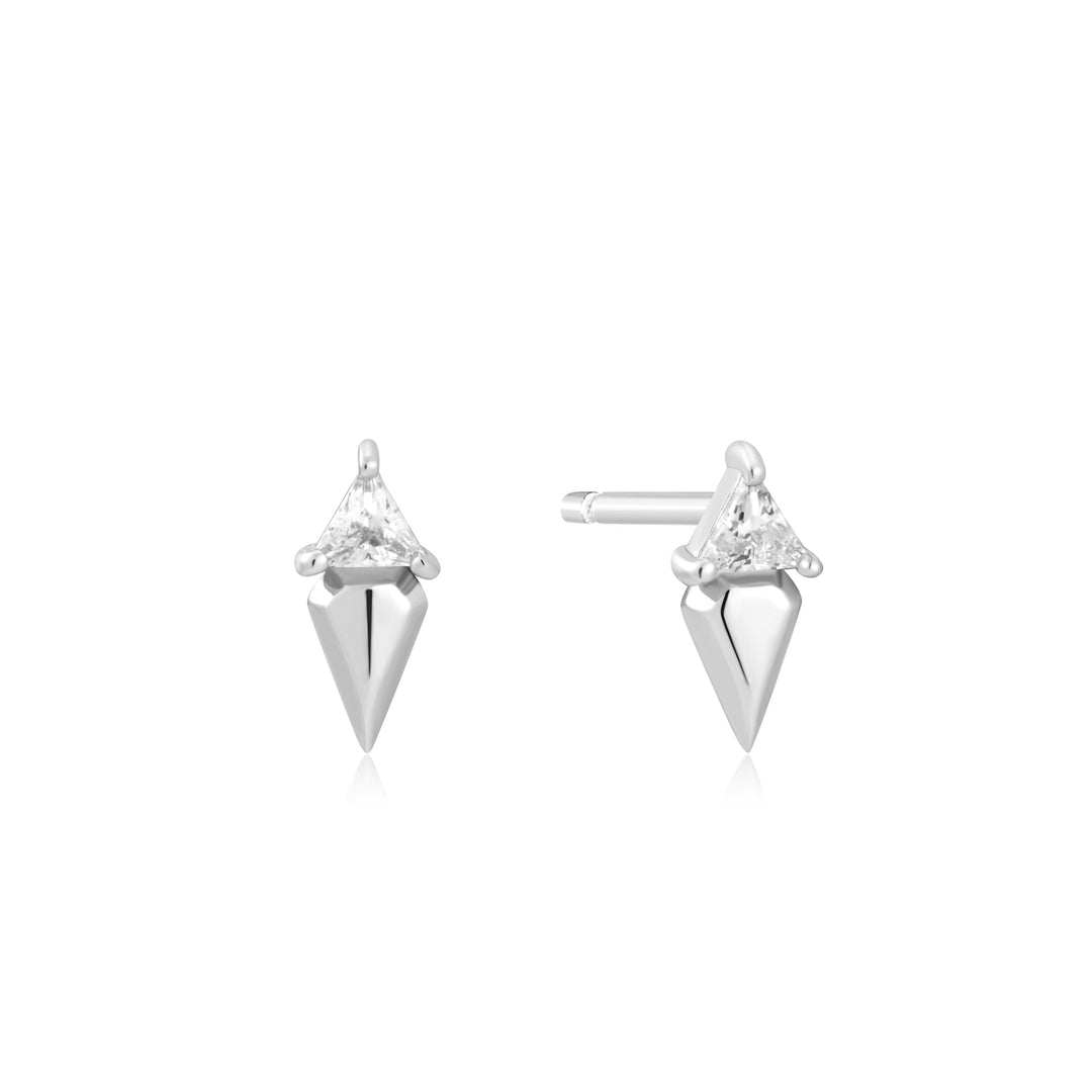 Ania Haie Triangle Cubic Zirconia Geometric Stud Ear Jackets Silver E059-04H