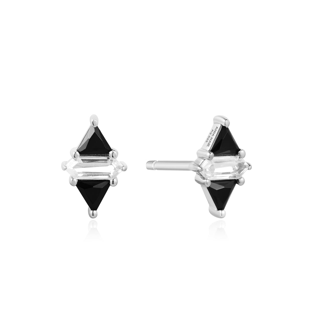 Ania Haie Silver Triangle Black/White Cubic Zirconia Studs E059-07H