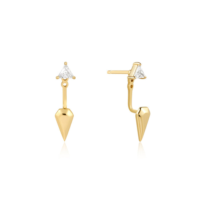 Ania Haie Gold Triangle Cubic Zirconia Geometric Stud Ear Jackets E059-04G