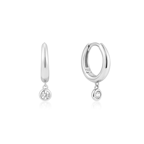 Ania Haie Silver Cubic Zirconia Drop Huggies E059-12H