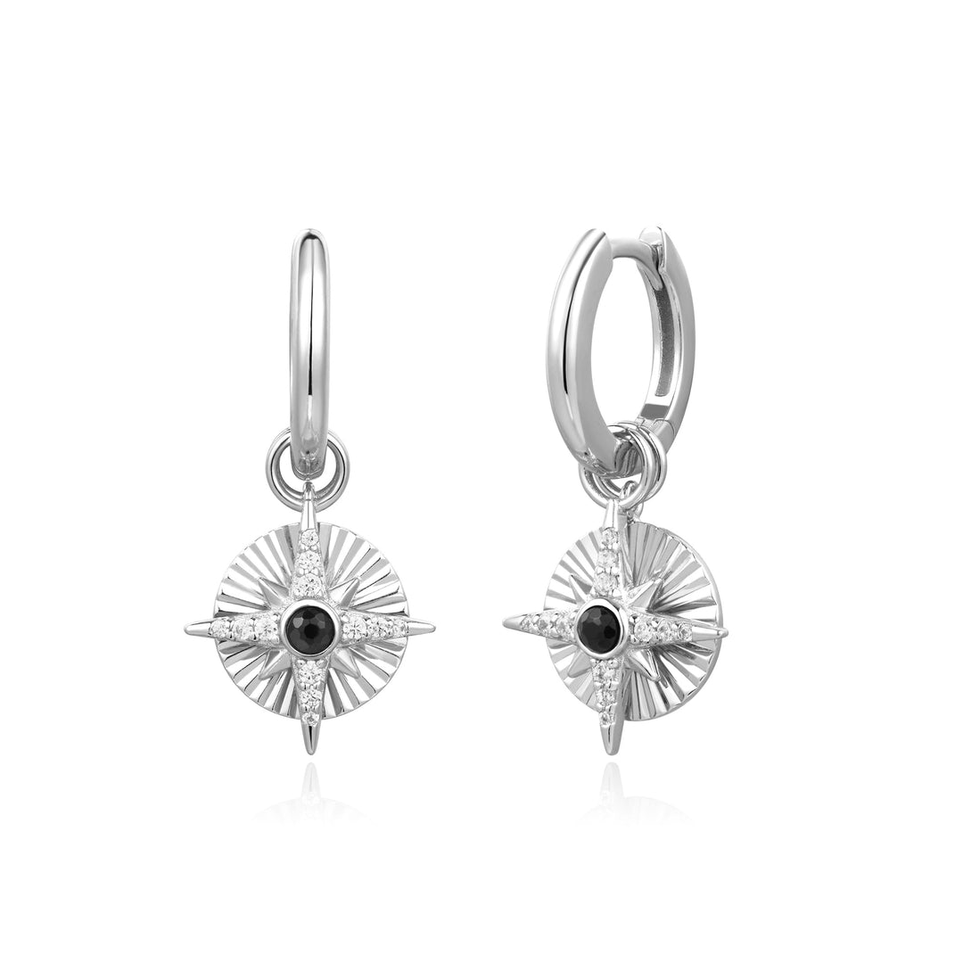 Ania Haie Silver Astrolabe Charm Huggies E059-20H