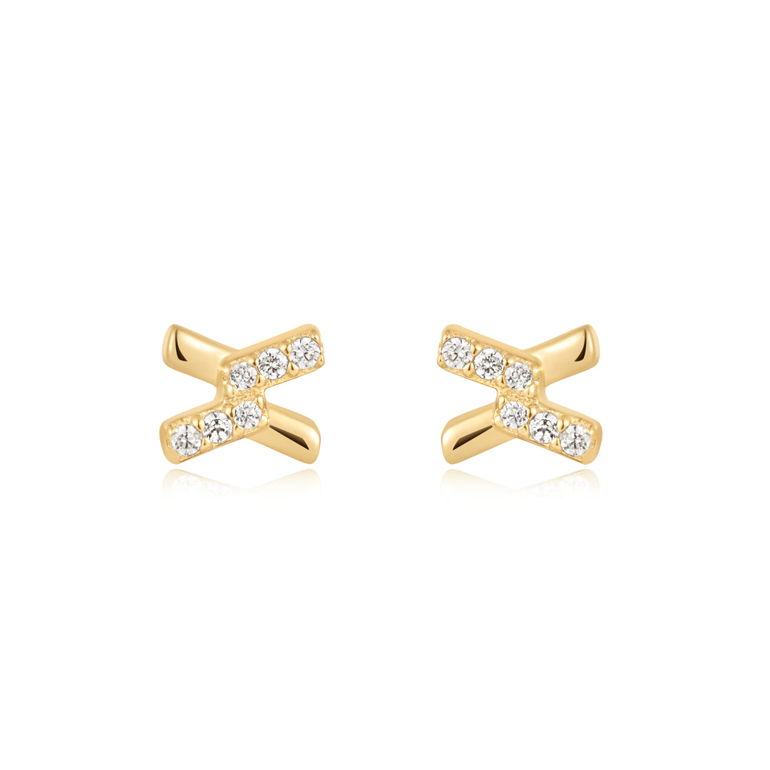 Ania Haie Gold Cross Cubic Zirconia Studs E061-01G