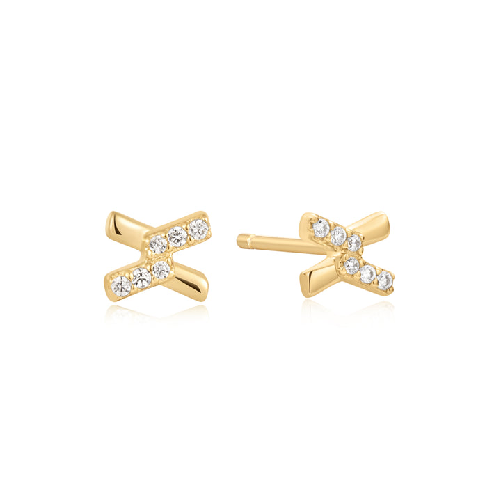 Ania Haie Gold Cross Cubic Zirconia Studs E061-01G