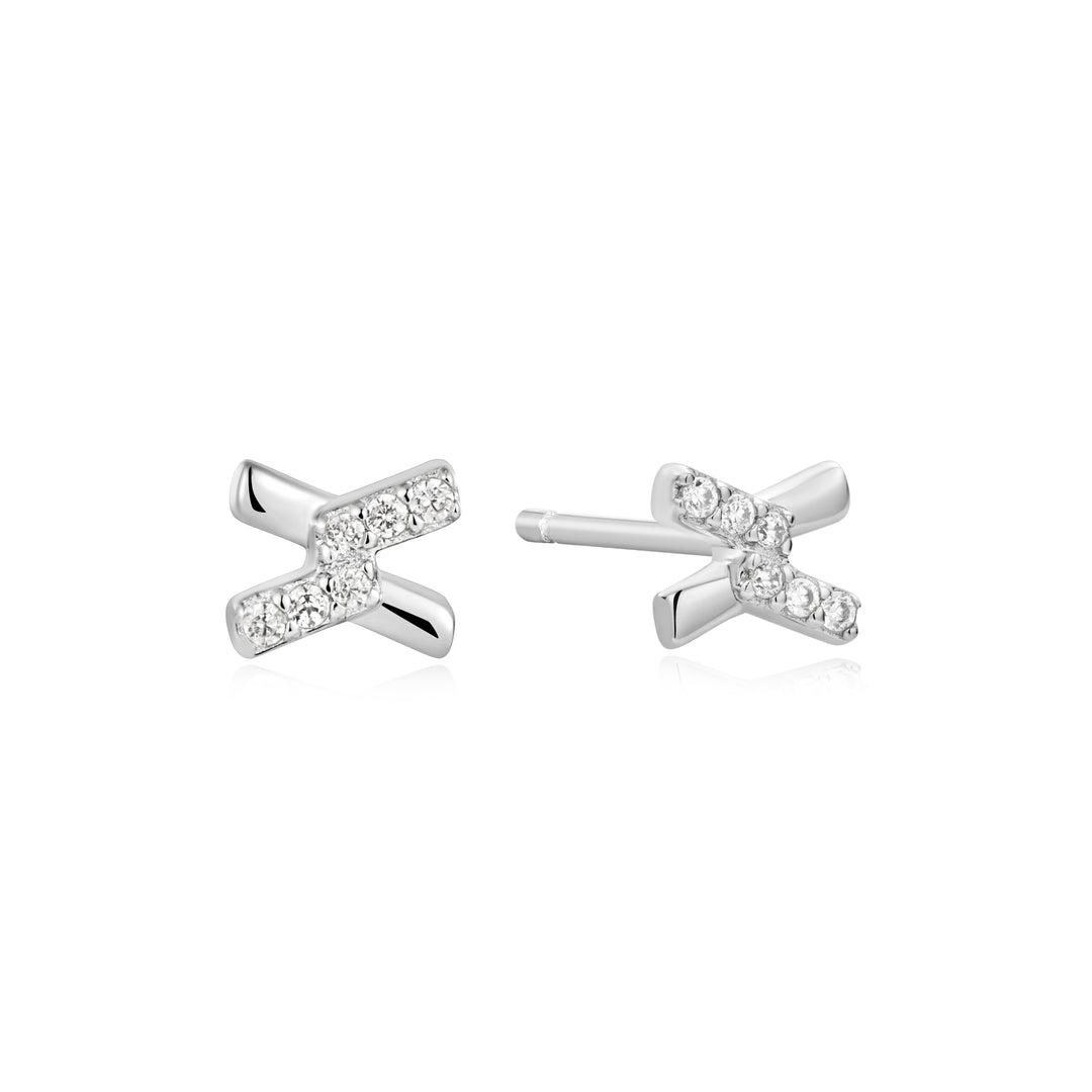 Ania Haie Silver Cross Cubic Zirconia Studs E061-01H