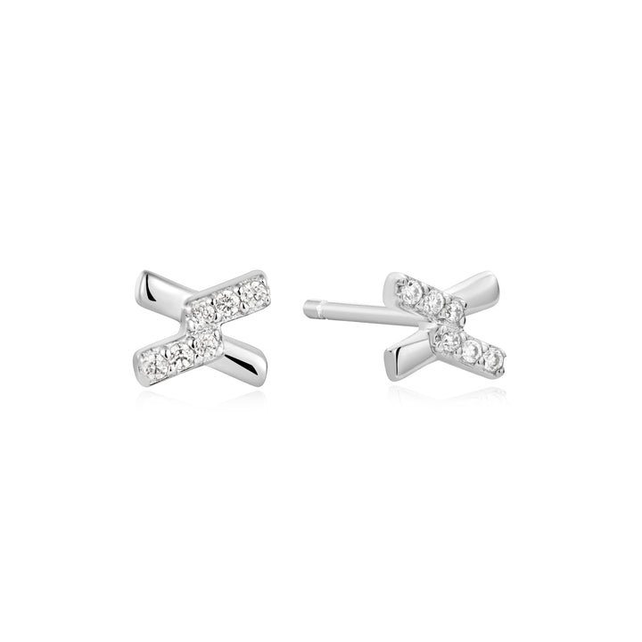 Ania Haie Silver Cross Cubic Zirconia Studs E061-01H