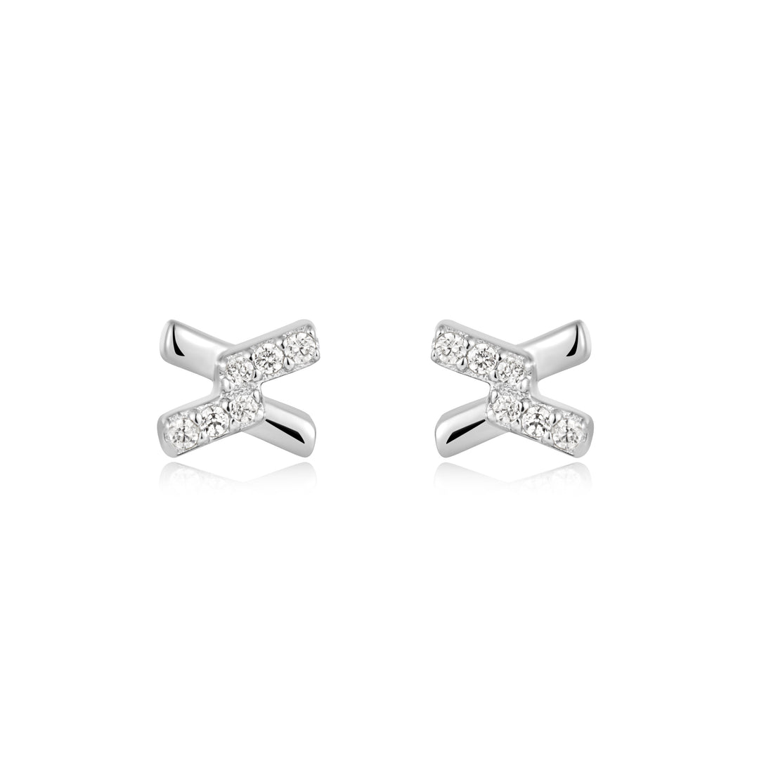 Ania Haie Silver Cross Cubic Zirconia Studs E061-01H