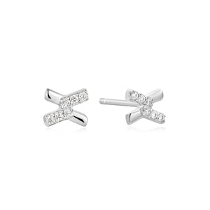 Ania Haie Silver Cross Cubic Zirconia Studs E061-01H