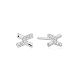 Ania Haie Silver Cross Cubic Zirconia Studs E061-01H