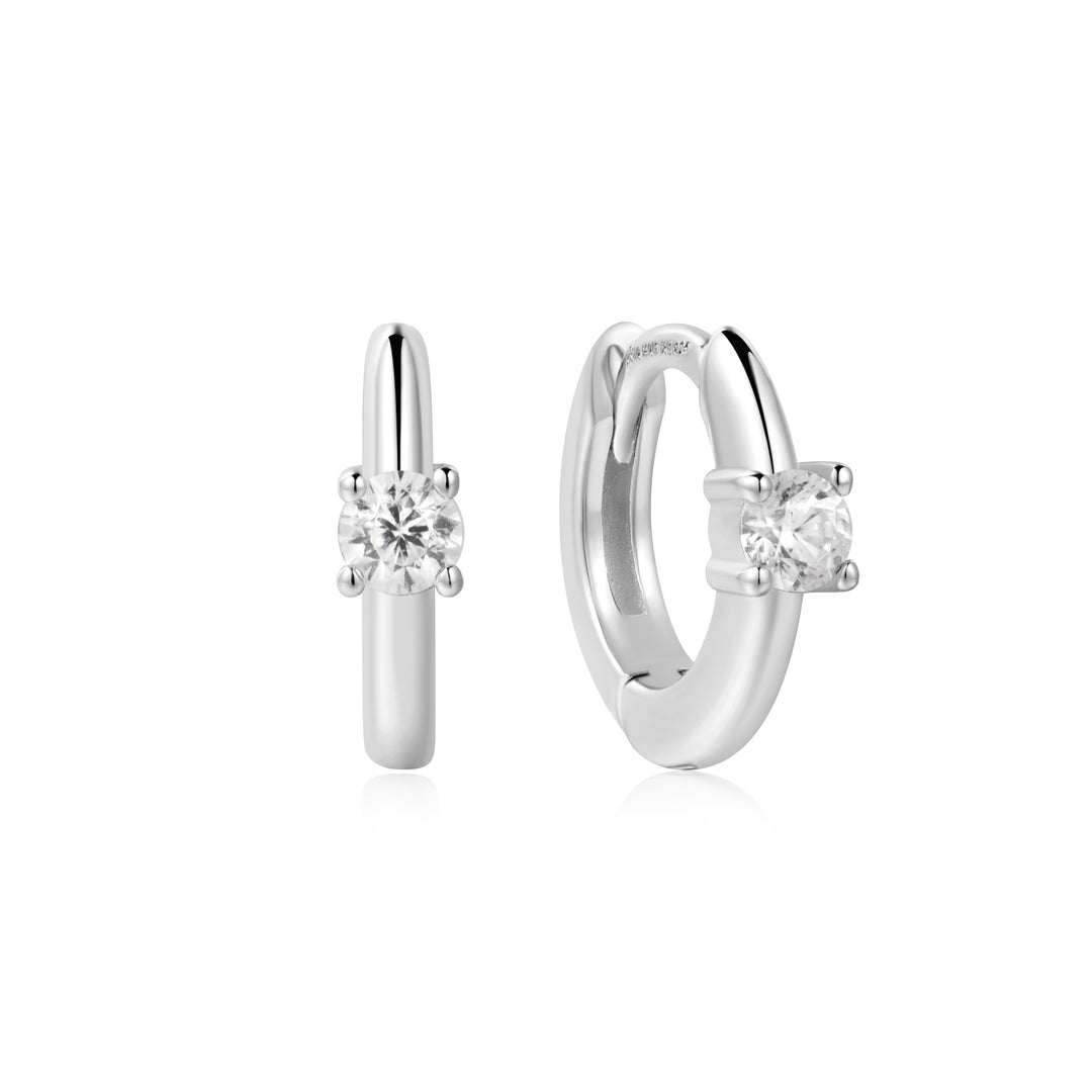 Ania Haie Silver Solitaire Cubic Zirconia Mini Huggies E061-03H