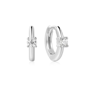 Ania Haie Silver Solitaire Cubic Zirconia Mini Huggies E061-03H