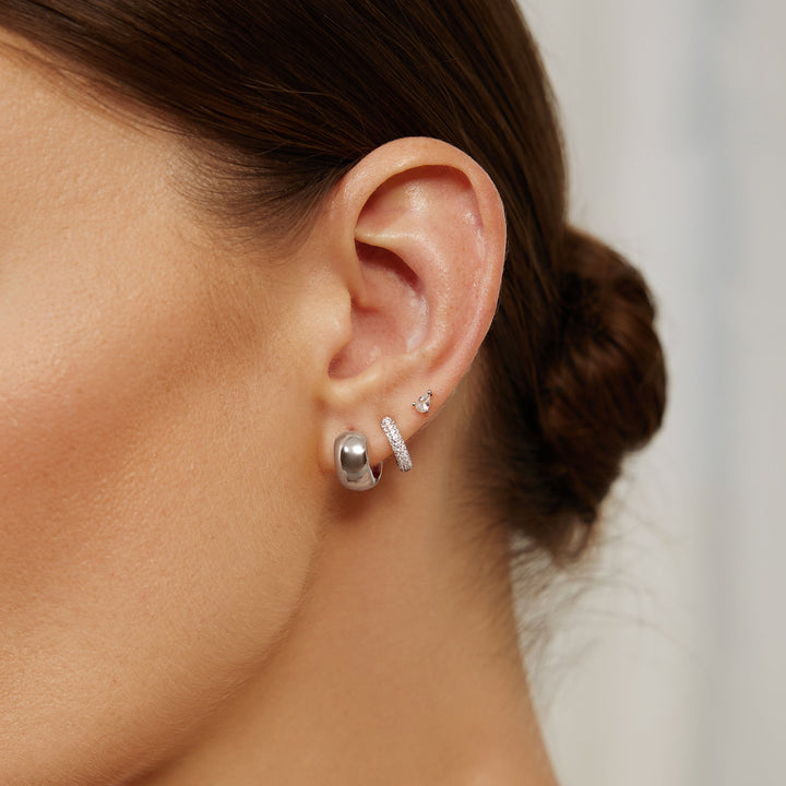 Ania Haie Silver Chubby Small Huggie Hoop Earrings