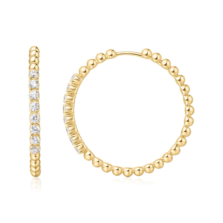 Ania Haie Gold Large Claw Sphere Beaded Hoop Earrings