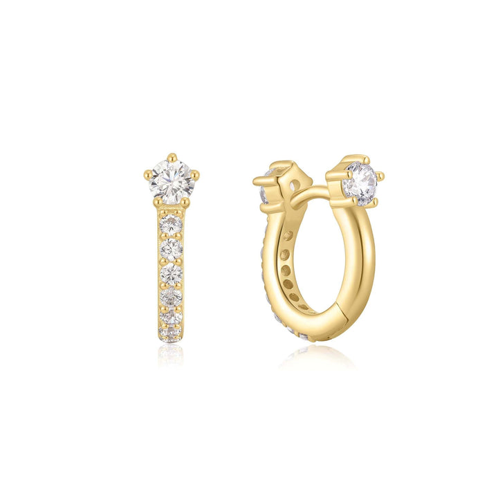 Ania Haie Gold Sparkling Pave Huggie Hoop Earrings