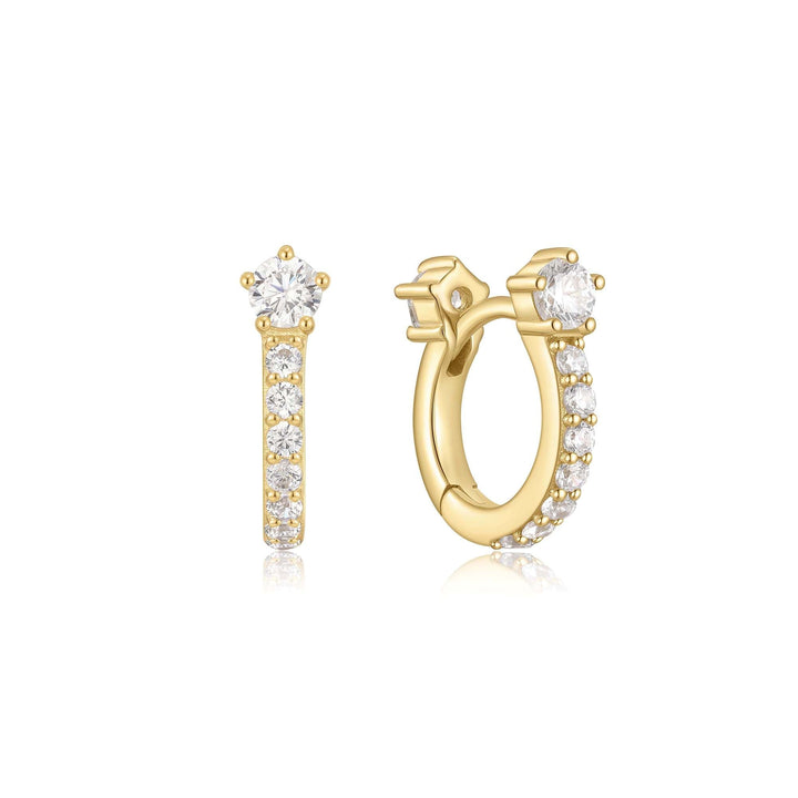 Ania Haie Gold Sparkling Pave Huggie Hoop Earrings