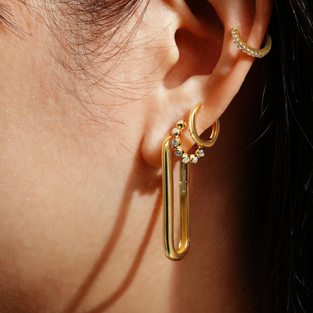 Ania Haie Gold Bezel Beaded Huggie Hoop Earrings