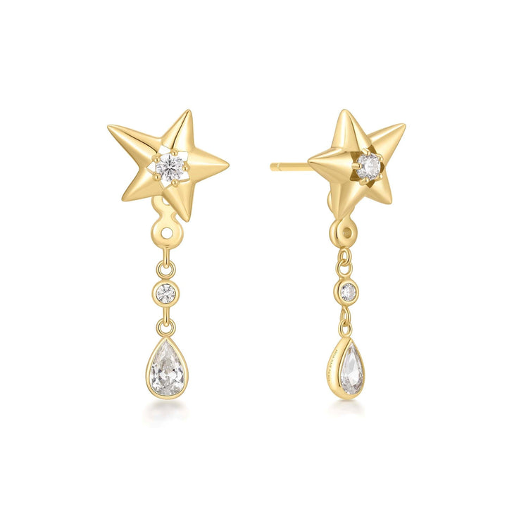 Ania Haie Gold Sparkling Star Drop Stud Earrings