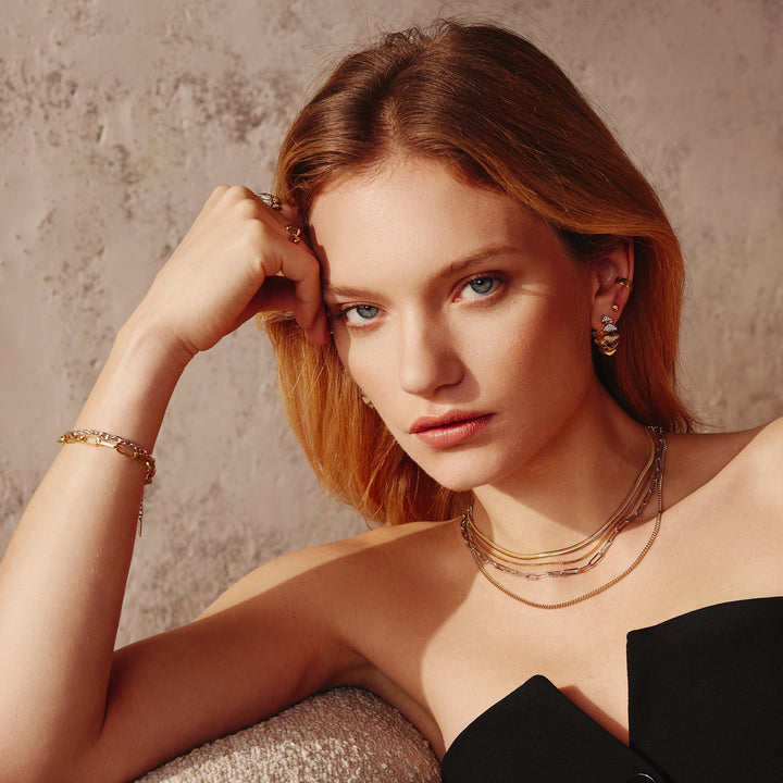 Ania Haie Two-Tone Sparkling Bold Puffy Spike Hoop Earrings