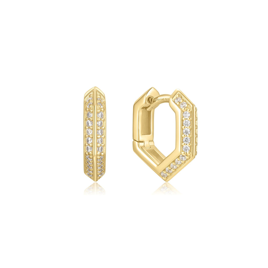 Ania Haie Gold Sparkling Shield Huggie Hoop Earrings