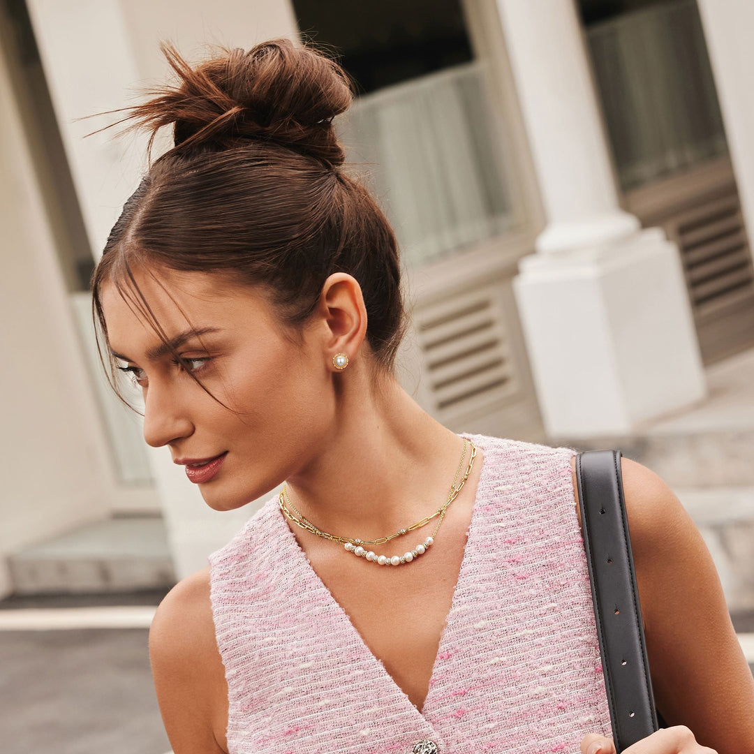 Ania Haie Gold Sparkling Braided Shell Pearl Necklace