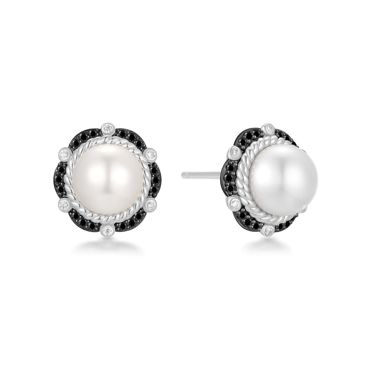 Two-Tone Shell Pearl Bloom Stud Earrings