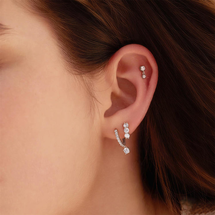Ania Haie Silver Trio Sparkle Huggie Hoop Earrings E075-05H