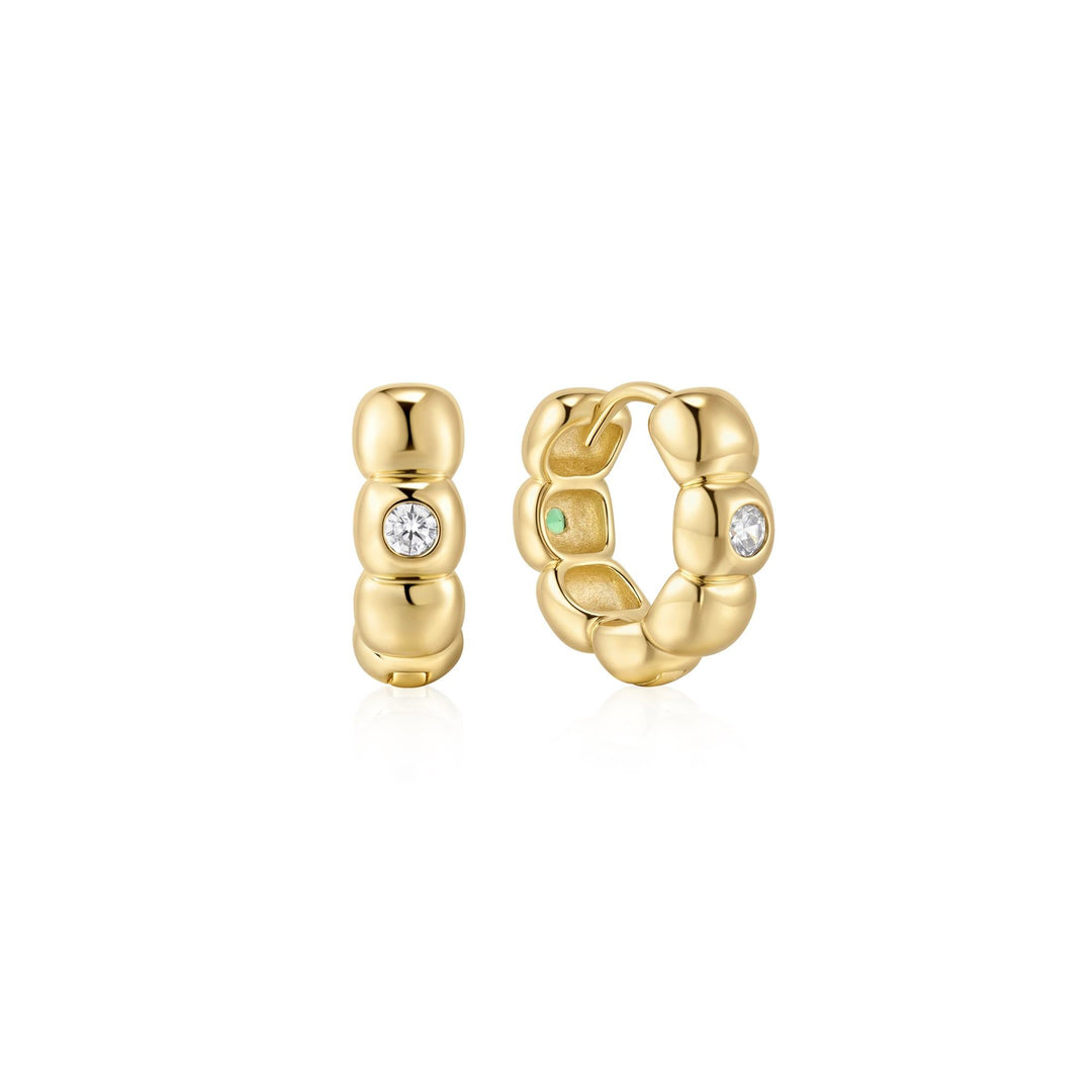 Ania Haie Gold Reversible Puffy Huggie Hoop Earrings E072-04G