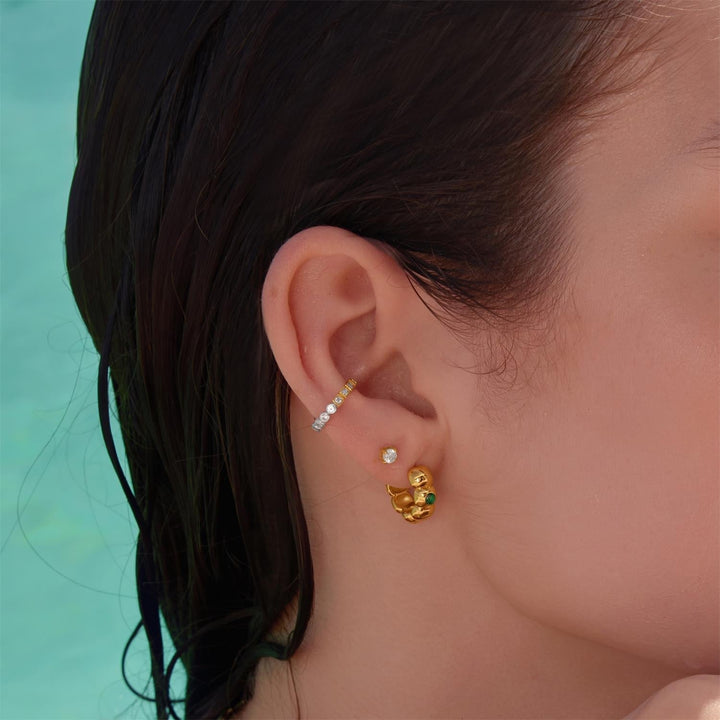 Ania Haie Gold Reversible Puffy Huggie Hoop Earrings E072-04G