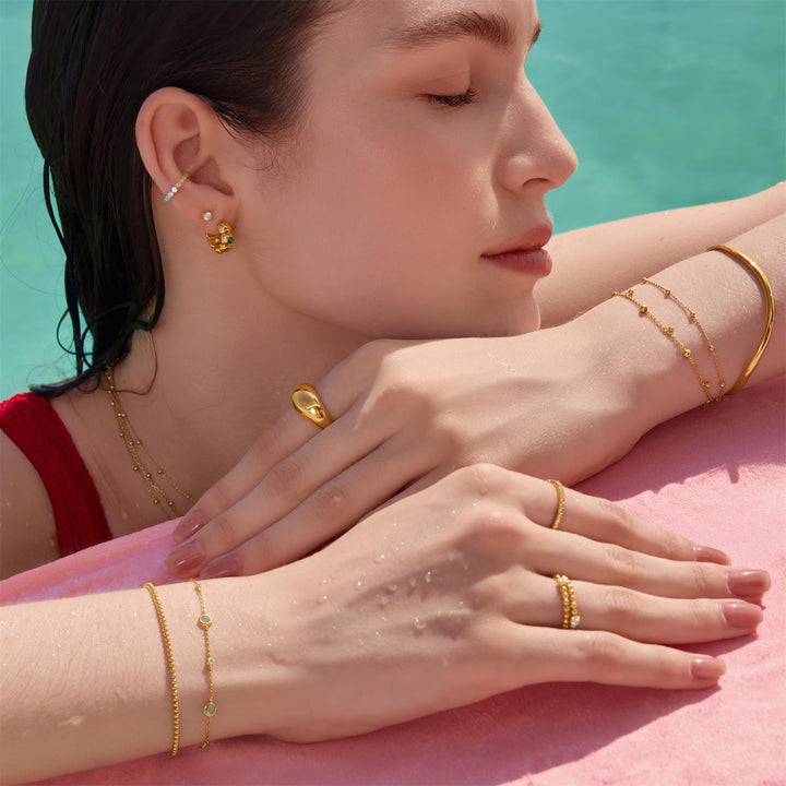 Ania Haie Gold Reversible Puffy Huggie Hoop Earrings E072-04G