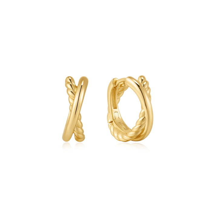 Ania Haie Gold Entwined Dual Huggie Hoop Earrings E072-06G