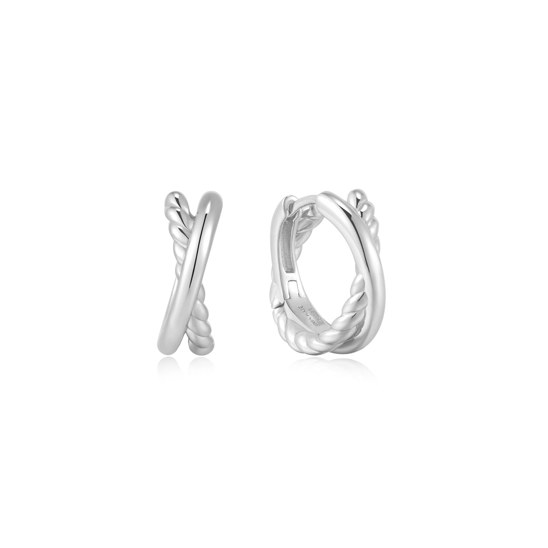 Ania Haie Silver Entwined Dual Huggie Hoop Earrings E072-06H