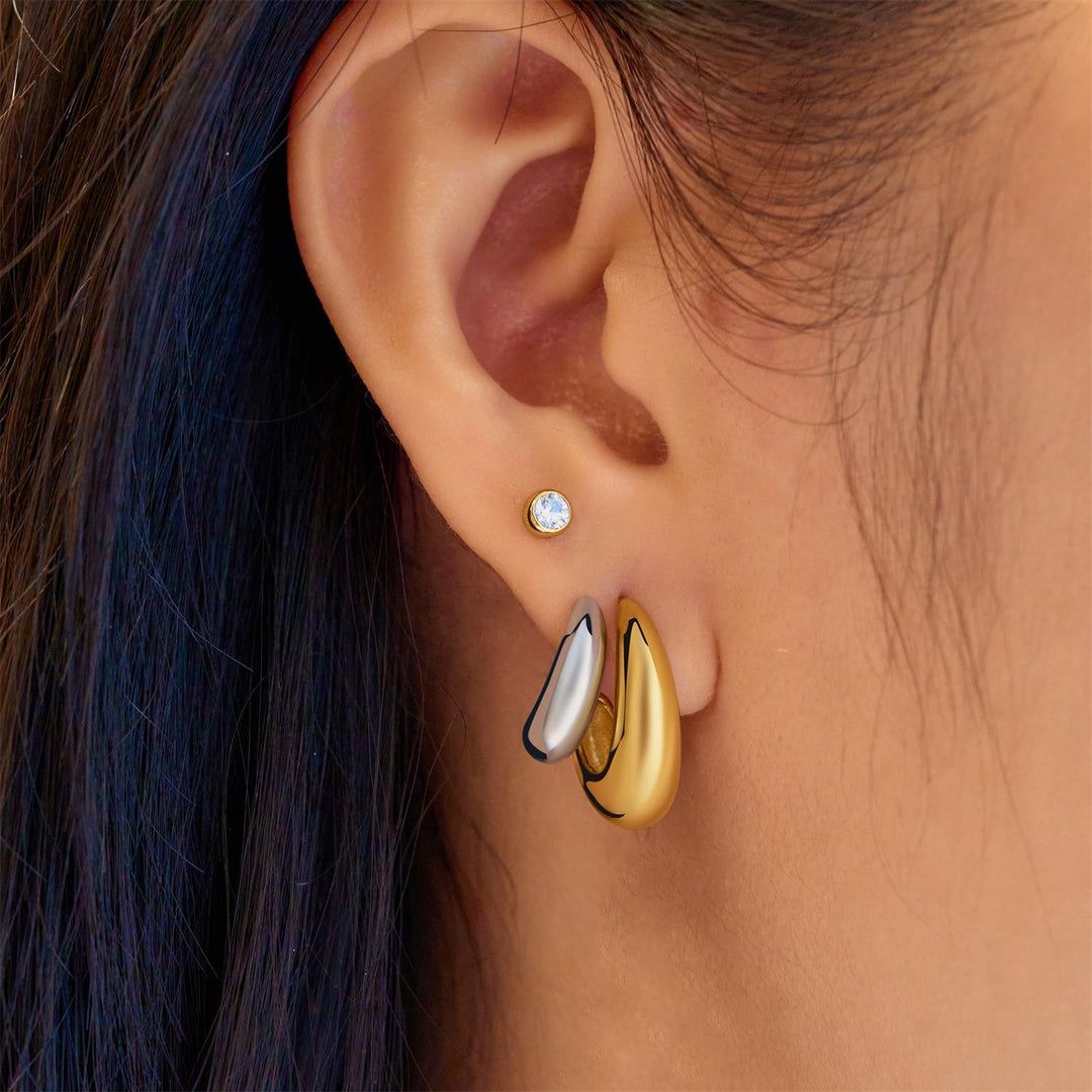 Ania Haie Two-Tone Dome Stud Hoop Earrings E072-07T