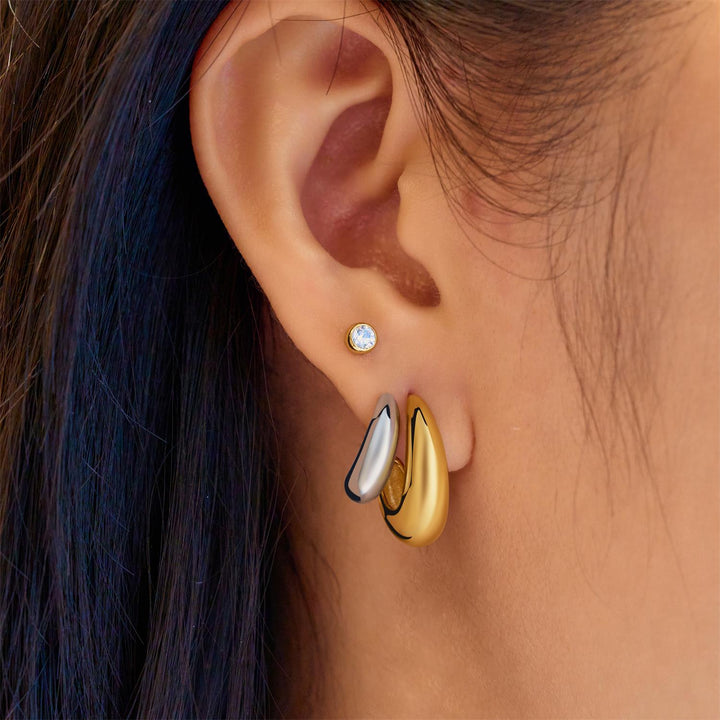 Ania Haie Two-Tone Dome Stud Hoop Earrings E072-07T