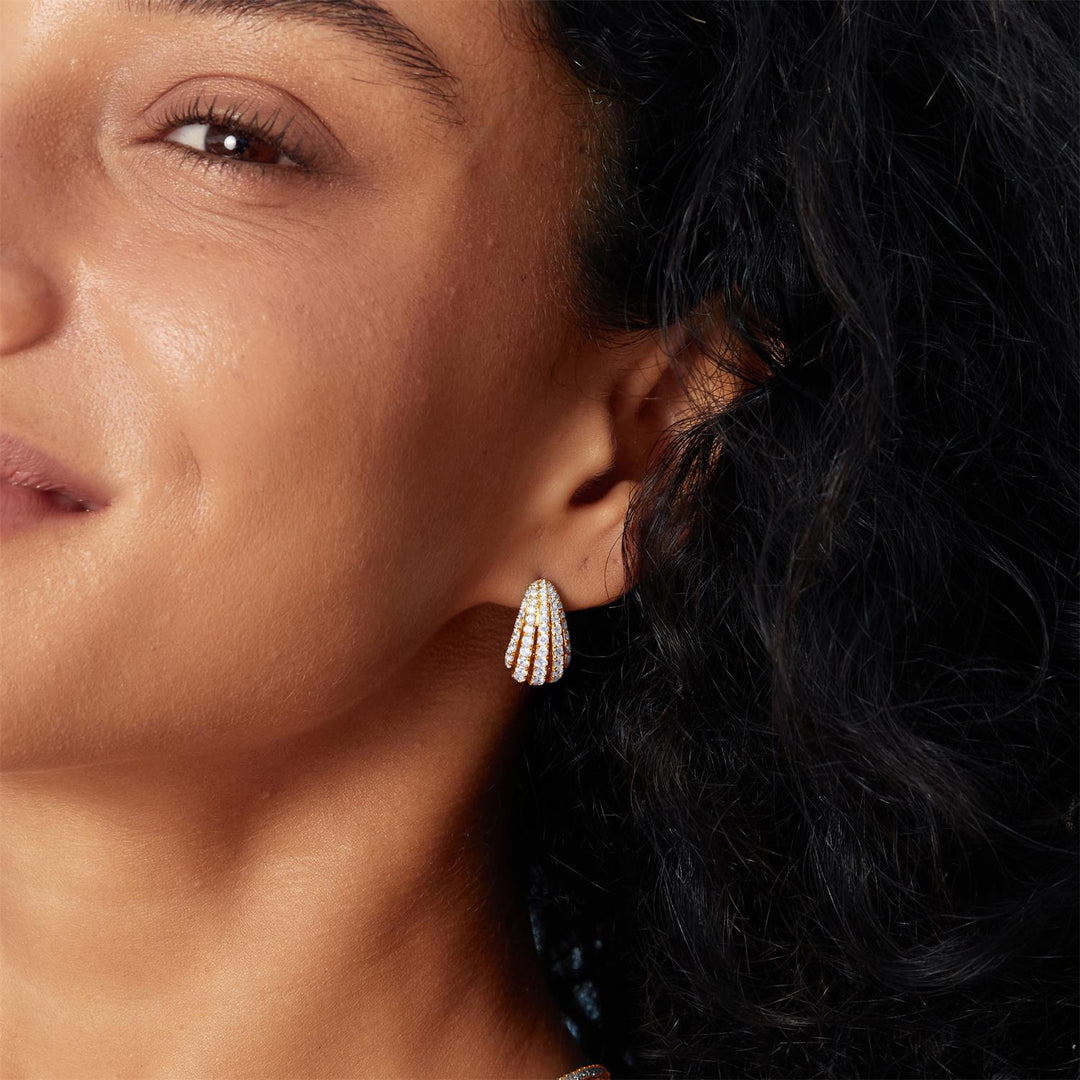 Ania Haie Gold Pave Shrimp Stud Hoop Earrings E072-08G