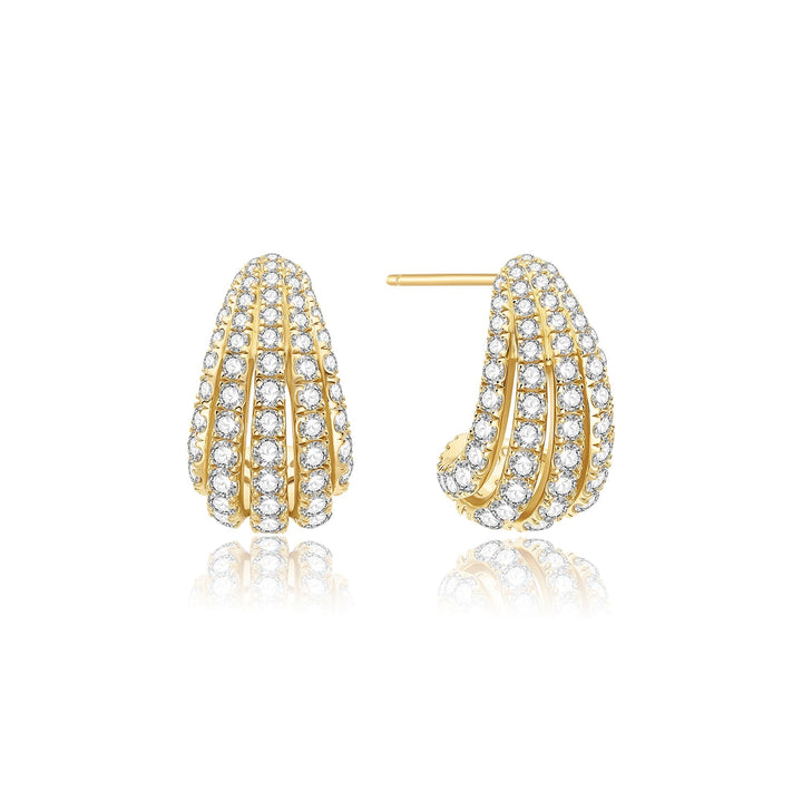 Ania Haie Gold Pave Shrimp Stud Hoop Earrings E072-08G
