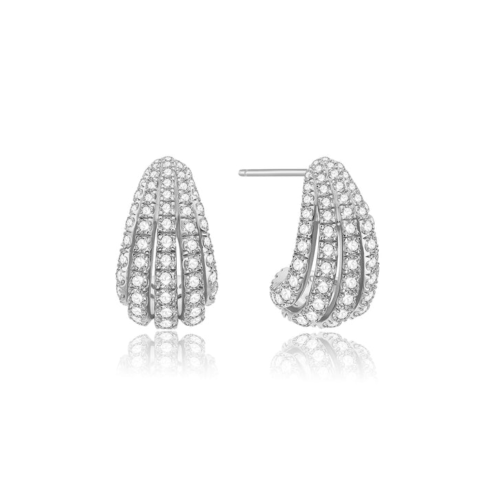 Ania Haie Silver Pave Shrimp Stud Hoop Earrings E072-08H