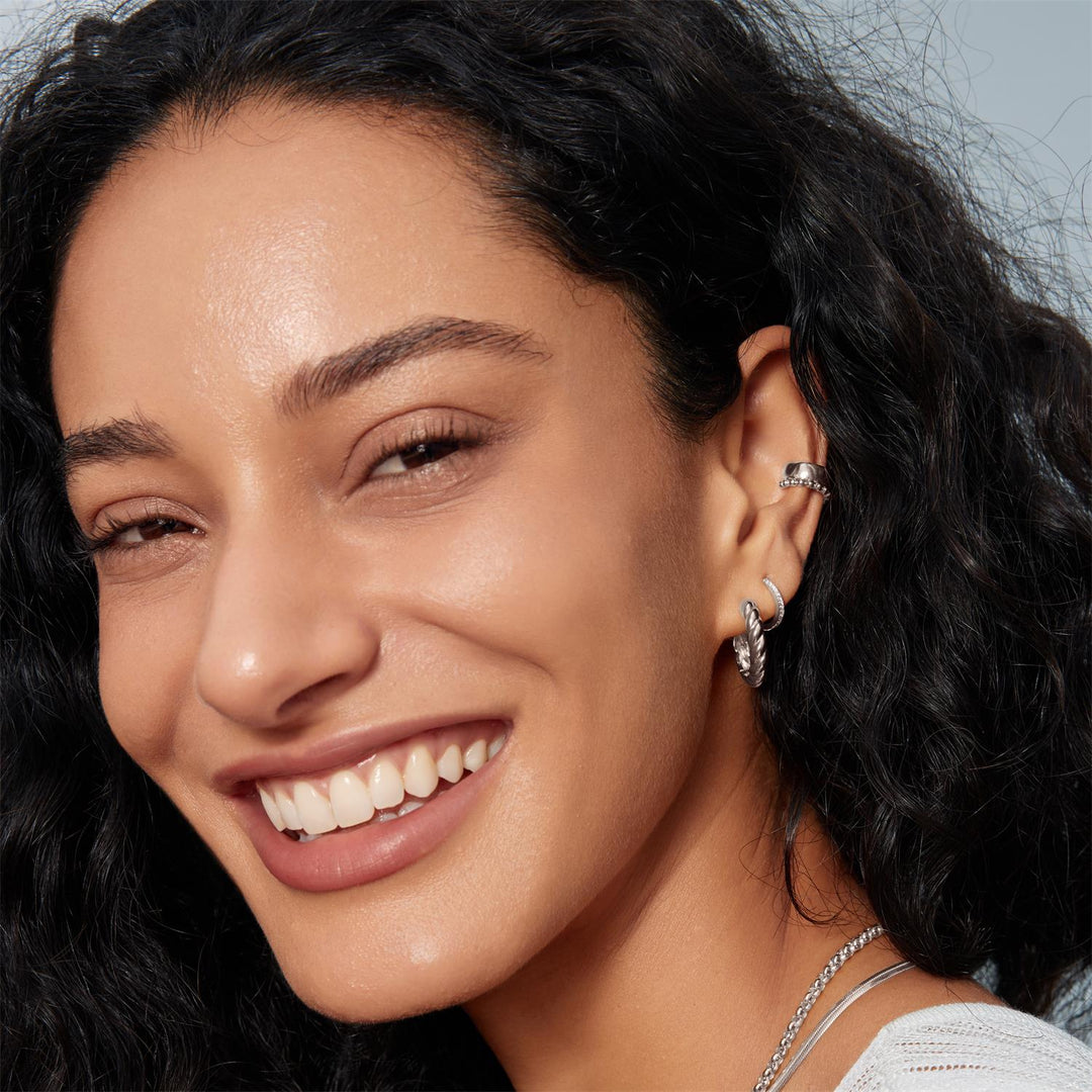 Ania Haie Silver Twisted Huggie Hoop Earrings E072-09H