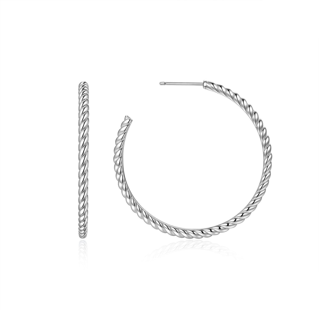 Ania Haie Silver Twisted Oversized Hoop Earrings E072-10H