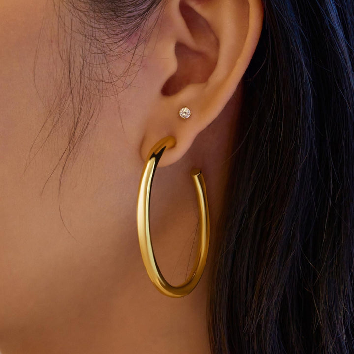 Ania Haie Gold Classic Tube Large Hoop Earrings E072-12G