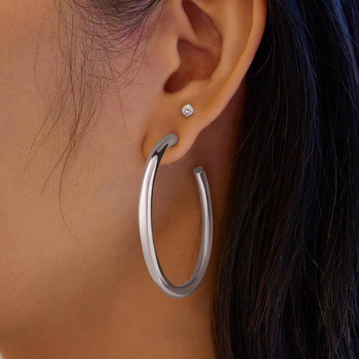 Ania Haie Silver Classic Tube Large Hoop Earrings E072-12H