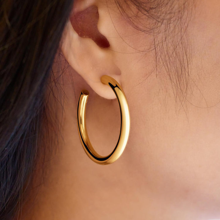 Ania Haie Gold Classic Tube Oversized Hoop Earrings E072-13G