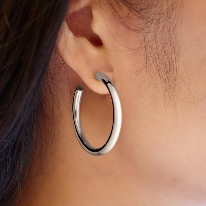 Ania Haie Silver Classic Tube Oversized Hoop Earrings E073-13H