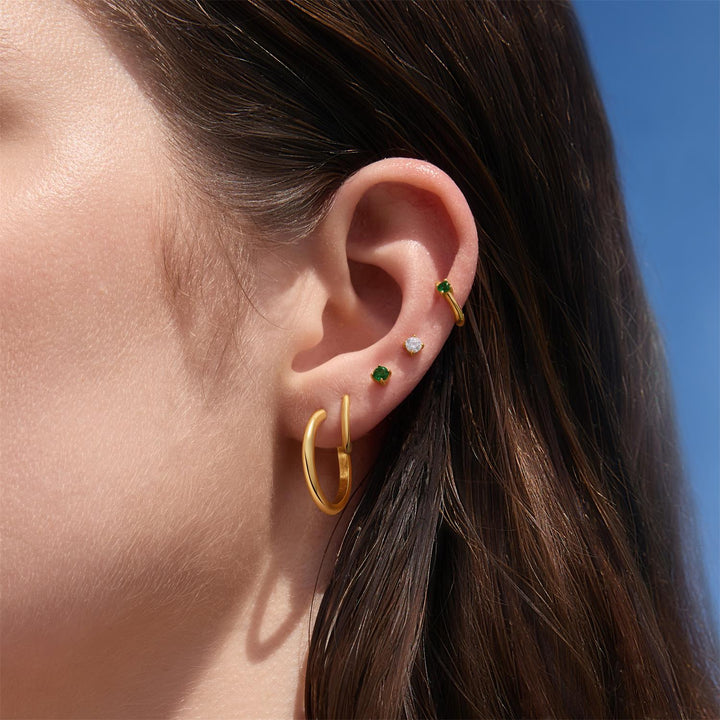 Ania Haie Gold Green Huggie Hoop Earrings E073-02G