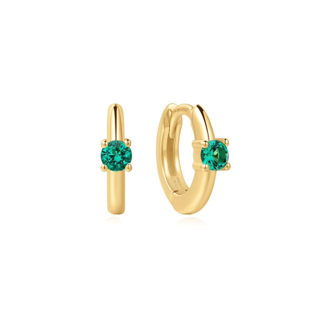 Ania Haie Gold Green Huggie Hoop Earrings E073-02G