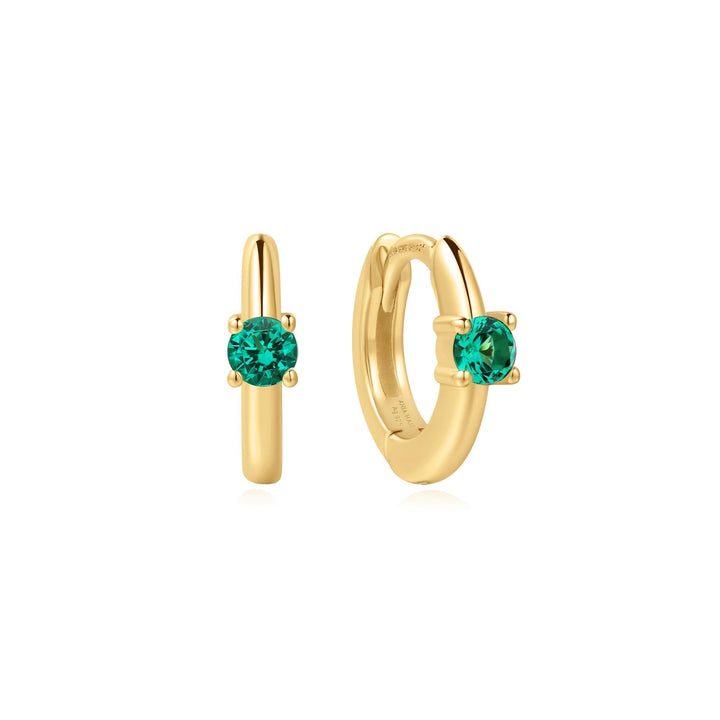 Ania Haie Gold Green Huggie Hoop Earrings E073-02G
