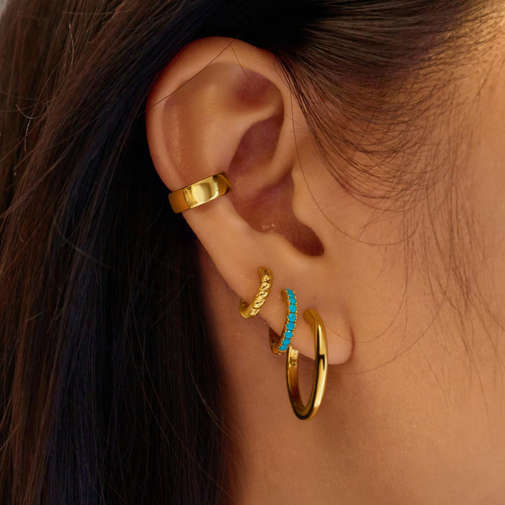 Ania Haie Gold Aqua Blue Row Huggie Hoop Earrings E073-03G