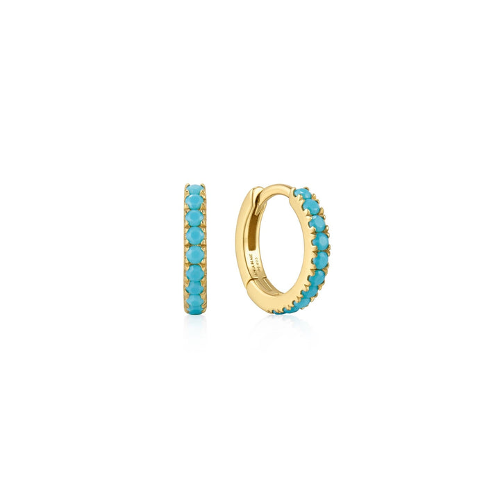 Ania Haie Gold Aqua Blue Row Huggie Hoop Earrings E073-03G